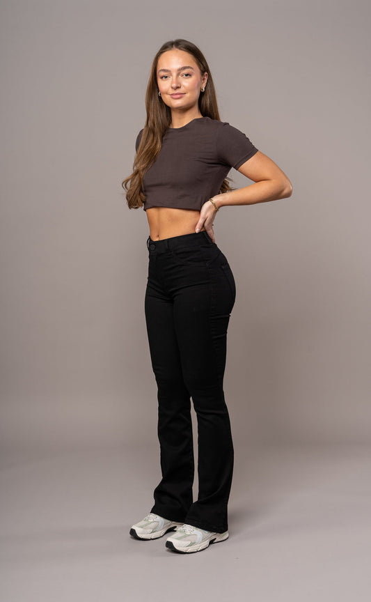 Women's Flared Mid Rise Skinny Jeans - Black
