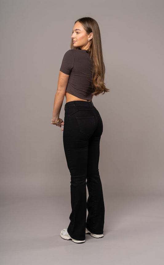Women's Flared Mid Rise Skinny Jeans - Black
