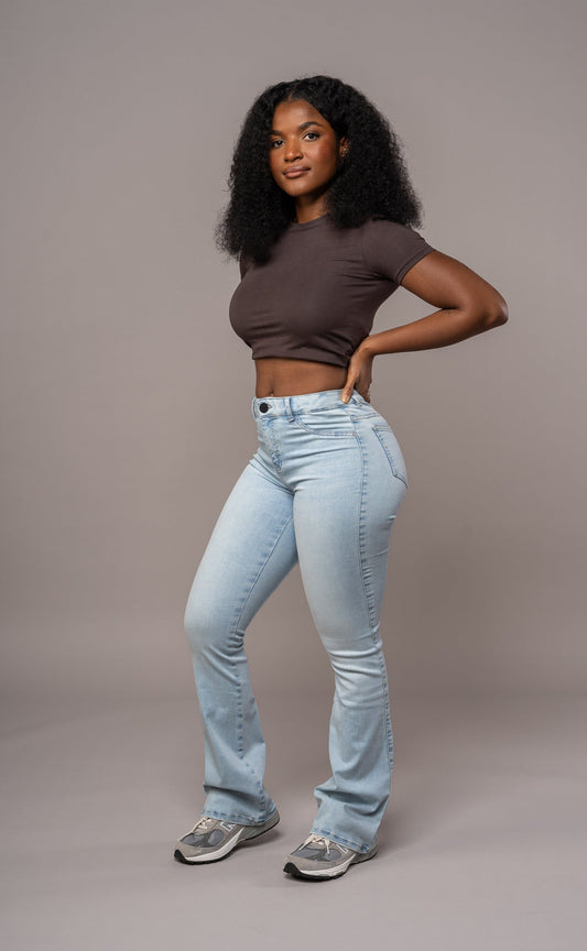 Women's Flared Mid-Rise Skinny Jeans - Vintage Blue