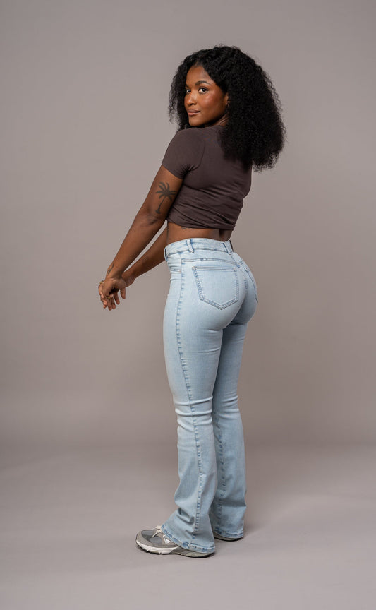Women's Flared Mid-Rise Skinny Jeans - Vintage Blue