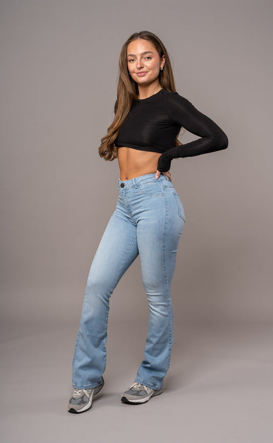 Women's Flared Mid-Rise Skinny Jeans - Arctic Light Blue