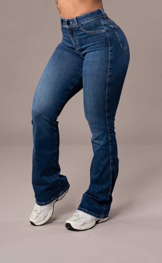 Women's Flared Mid-Rise Skinny Jeans - Sapphire Blue