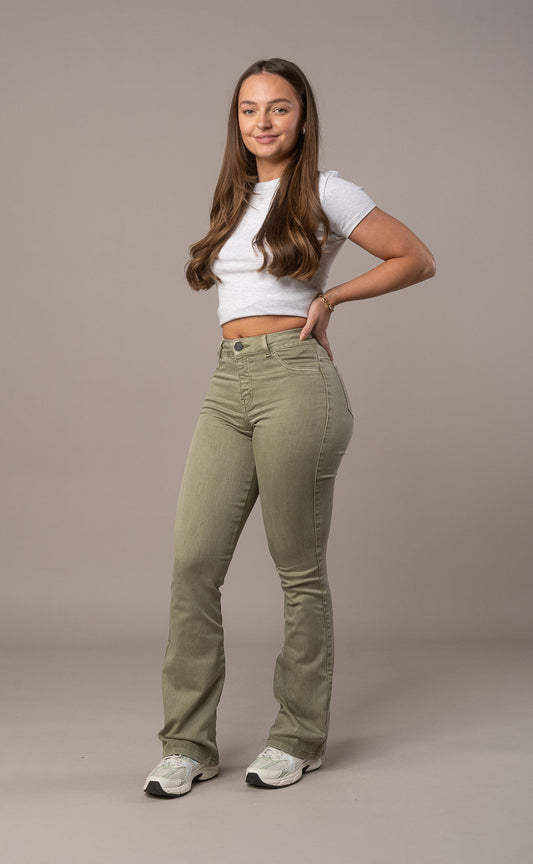 Women's Light Flared Mid-Rise Skinny Jeans - Khaki