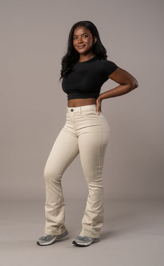 Women's Light Flared Mid-Rise Skinny Jeans - Sand